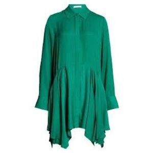 Alice + Olivia Women's Green Avita Long Sleeve Asymmetric Shirt Summer Dress Med